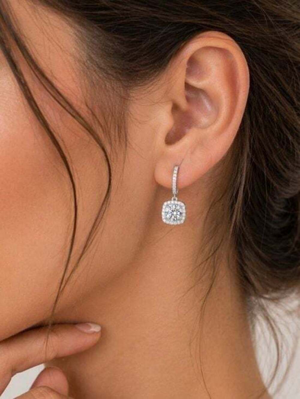 Halo Drop Earrings - Silver Tone Elegant Sparkling White CZ